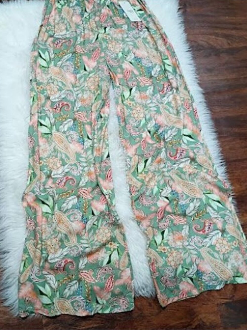 Sophie Atelier S Paisley Floral boho Wide-Leg Drawstring Pants Womens Lively - Picture 8 of 8